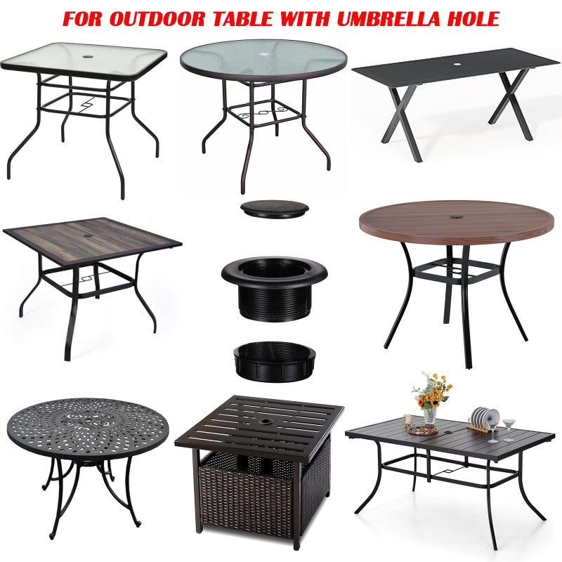 UpinFun Patio Table Umbrella Hole Ring Plug Cap Set for Outdoor Parasol Table Hole Cover Insert Pole Replacement Stabilizer Parts Black - Image 4